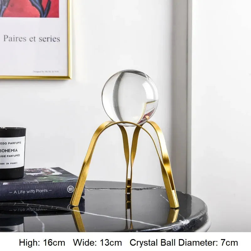 Golden Luxury Modern Metal Crystal Ball Crafts Ornament Living Room Home Decoration Accessories - Bellarte Enchanté Golden Luxury Modern Metal Crystal Ball Crafts Ornament Living Room Home Decoration Accessories